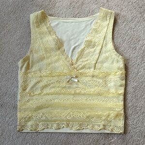 Cider Yellow Lace Tank Top